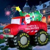 7FT Christmas Inflatable Blow Up Decorations, Santa Claus Drive Monster