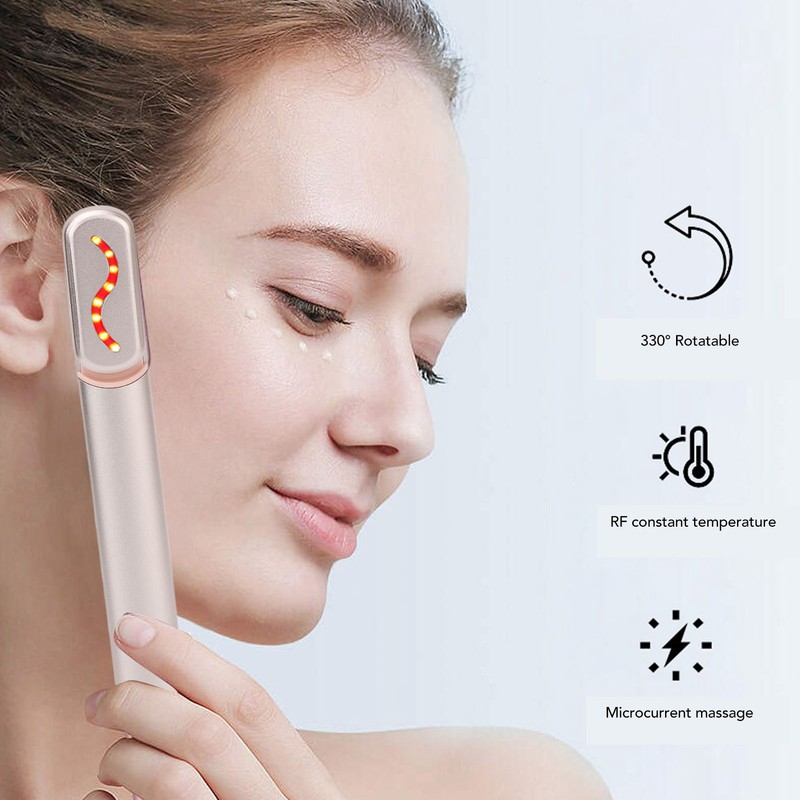 Heated Eye Massage Wand Stick RF Relieve Fatigue Microcurrent Eye