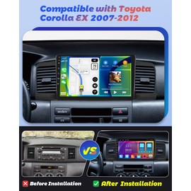 [2+64GB] Android Car Stereo for Toyota Corolla EX 2007 2008 2009 2010 2011 2012 with Wireless Carplay Android Auto, Hikity 9 Inch Touchscreen Radio WiFi GPS Navigation Bluetooth FM RDS EQ Mirror Link