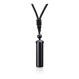 Jovivi Black Obsidian Bar Crystal Necklace Men Women Healing Crystals Stone Gemstone Amulet Pendant Necklace Adjustable Rope Jewellery Gift, 1 Count