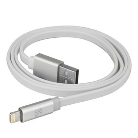 Scosche I3FLEDWT FlatOut Led Mfi Certified Lightning Charge & Sync Cable for All Lightning Devices 3-ft. White