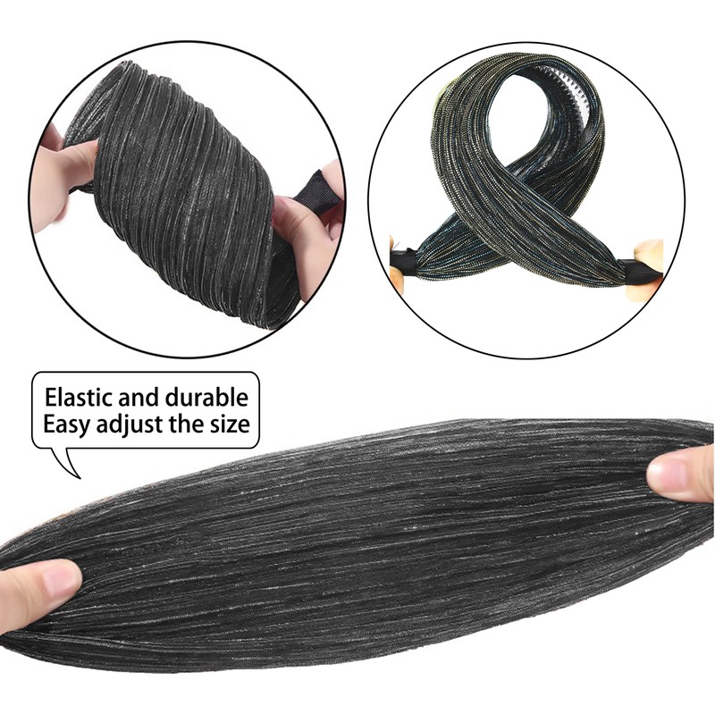 DORIS&JACKY Large Wide Lace Headbands Elegant Elastic Hairbands With Teeth
