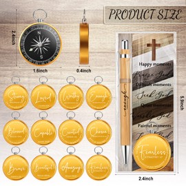 Tenceur 30 Sets Christian Gifts Bulk, Church Religious Inspirational Gifts for VBS, Sunday, Church Welcome Party Favors,Bible Verse Compasses Ballpoint Pens and Faith Bookmarks for Men (Gold)