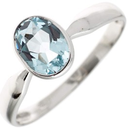Jobo Women's 925 Silver Ring with Blue Topaz, Silver, Topaz