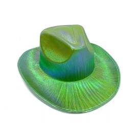 Unbranded Neon Green Rainbow Holographic Cowboy Hat Festival Burning Man Punk Rave Goth