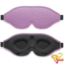 2024 Innovative Sleep Mask for Men and Women. 100% Light Blocking Ergonomic Adjustable Eye Mask with Earplugs Sleep, Nap, Meditation, Travel, Comfortable Night's Sleep (Purple)