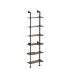 HOMBAZAAR Industrial Pipe Bookshelf,6 Tier Pipe Shelving,Wall Mounted Ladder Shelves