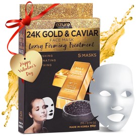 AZURE - Mascarilla facial de lujo antienvejecimiento de oro de 24 quilates y caviar, hidratante y reafirmante, ayuda a reducir las arrugas y líneas...