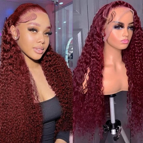 Hairacle Burgundy Lace Front Wig Human Hair 99J 13x6 Deep