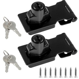Jiozermi 2 Packs 2.5 Inch Hasp Lock With Keys, Stainless Steel Latch, Twist Knob Keyed Locking for Cabinet Small Door, Flat Black