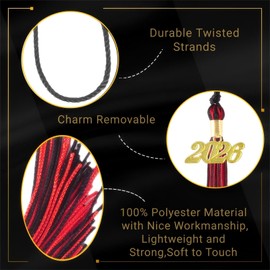 GRADFTY Red and Black Graduation Tassel 2026 for Grad Cap and Graduation Ceremony Accessory Decoration