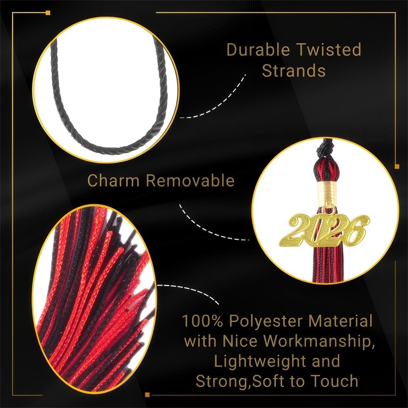 GRADFTY Red and Black Graduation Tassel 2026 for Grad Cap