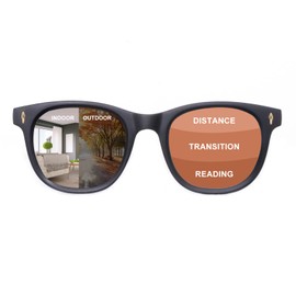 OuShiun Photochromic Progressive Multifocus Reading Glasses Blue Light Blocking Computer Eyeglasses No Line Multifocal Reader for Women Men (BL +2.5)