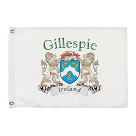 Gillespie Irish Coat of Arms Small White Flag - 12"x18" inches