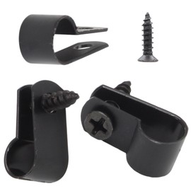 Cionyce 100 Pcs Rope Light Clips, 3/8 Inch Black Nylon Screw Mounting R-Type Cable Clip Wire Clamp for Indoor Outdoor Electrical Wire Management Organizer