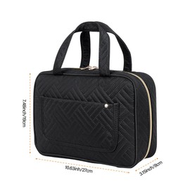 LANDFOBO Toiletry Bag Hanging Travel Makeup Organizer for Women and Men with Hooks Water-resistant Multi Compartment Transparent Cosmetics Storage Box for Makeup Accessories, Toiletries Black