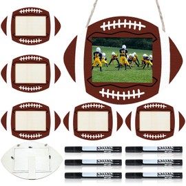 TUSAUW 6 Set Wooden Football Photo Frame with Signature Pens Fits 4 x 6 in Photos, Rugby Photo Frame Sport Picture Tabletop Gifts for Athletes Team Coaches Home Office Display,Graduation Gifts