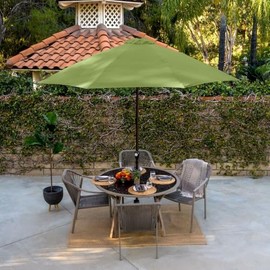 HNU 9 Ft Round Outdoor Patio Umbrella with Tilt Crank Mechanism | Lime Color Elegant Modern & Contemporary Solid Pattern | Durable Aluminum Frame Fiberglass Ribs UV, Water Repellant Hexagonal Canopy