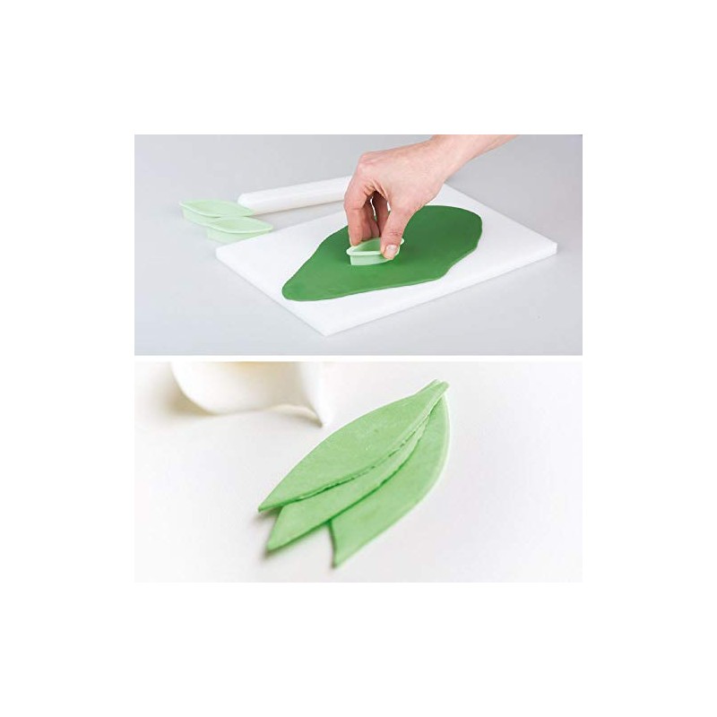 Decora 0803027 Cutter Set of 3 Long Leaf Plastic Green