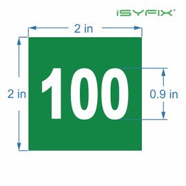 iSYFIX Green Consecutive Number Stickers – 1 to 100, 2-inch, 1 Set – Vinyl Self Adhesive Premium Decal, Ideal for Inventory, Storage, Organizing, Boxes, Bins, Toolbox, Lockers & More, Indoor/Outdoor