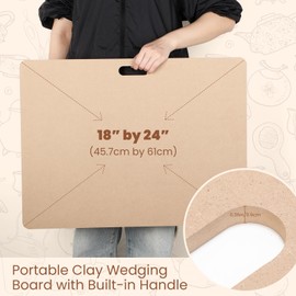 Kosiz 2 Pcs MDF Clay Wedging Board for Pottery 24'' x 18" Portable Clay Mat for Sculpting with Built in Handle, Ceramics Pottery Tools for Art Enthusiasts, Sturdy 9mm Thickness