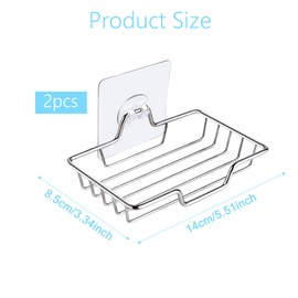 2 Pcs Strong Rustproof Stainless Steel Soap Sponge Holder,Shower Soap Holder,Stainless Steel Soap Dish Holder Soap Basket,Soap Dishes Wall Mounted Self Draining for Shower,Bathroom,Kitchen