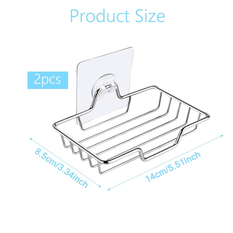 2 Pcs Strong Rustproof Stainless Steel Soap Sponge Holder,Shower Soap