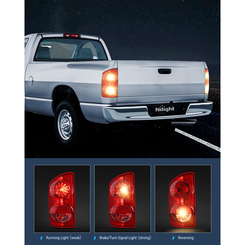 Nilight Taillight Assembly Compatible with 2007 2008 Dodge Ram 1500