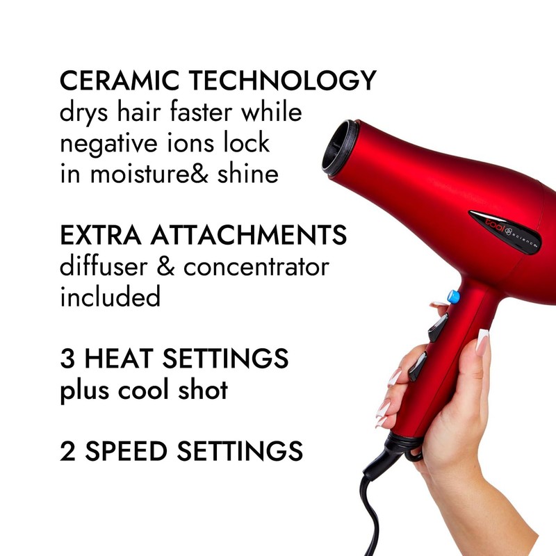 Tool Science Nano Silver Lightweight Professional Ionic Hair Dryer, 1875