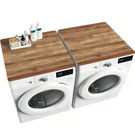 NYZE 2 PCS Wood Color Washer and Dryer Covers For The Top 25.6" x 25.6" Non-slip Dust-Proof Washing Machine Top Protector Mats for Laundry Room Kitchen