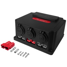 Mini Power Distribution Control Box USB Charger Power Battery Box 12V Portable Control Box with Voltmeter Socket 50A Connector Circuit Breaker for Car Marine Boat RV SUV ATV Camper Truck Solar Panel