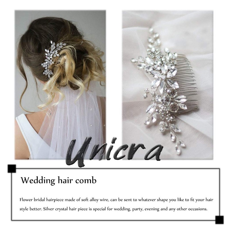 Unicra Peine para el pelo de novia de cristal de