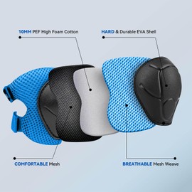 Inkidio Knee Pads for Kids Unicorn Protective Gear Set Knee Pads and Elbow Pads Set with Wrist Guard for Girls Boys Roller Skates Inline Skatings Scooter Cycling Bike Skateboard(Small Blue)