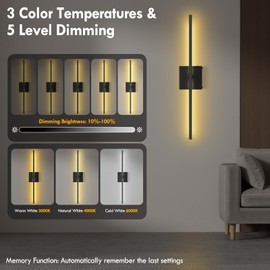 CZEBINS Modern Wireless Dimmable Wall Sconce with Remote Control, Battery Powered Rechargeable 350°Rotatable for Bedroom, Living Room, Hallway, Bathroom, (Black 2-Pack)