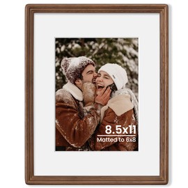 Axeman 8.5x11 Natural Solid Oak Wood Picture Frame with 6x8 Mat, Premium Rustic Wooden Photo Frames with Plexiglass, Poster Photo Frame for Gallery Wall Hanging Vertically or Horizontally, Walnut