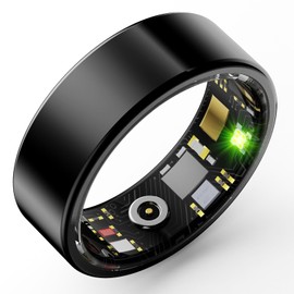 Yeforu Smart Ring Health Rings for Men Women Camera Control Heart Rate Monitor Sleep Ring Waterproof Sports Tracker Blood Oxygen Monitoring Pedometer Calorie Counter Smart Ring Gold Black