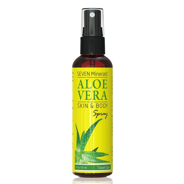 Travel Size Organic Aloe Vera Spray with 100% Pure Aloe From Freshly Cut Aloe Plant, Not Powder - No Xanthan, So It Absorbs Rapidly With No Sticky Residue (2 fl oz)…