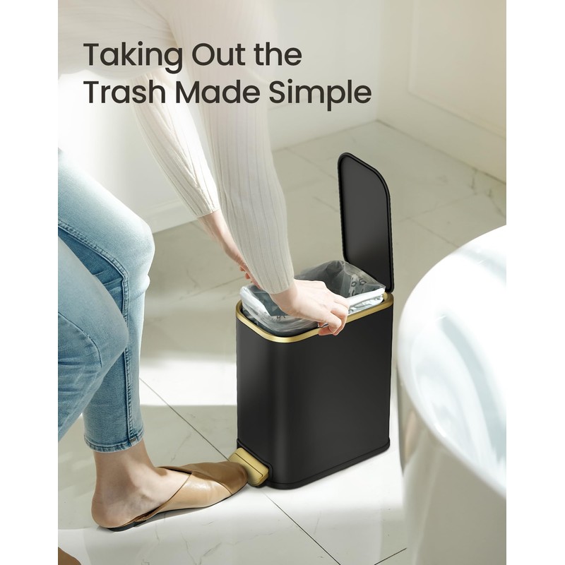 Cesun Small Bathroom Trash Can with Lid Soft Close, 5