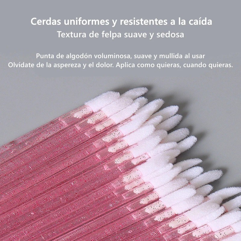 Caja De 50 Pinceles Desechables Para Aplicación De Labiales Color