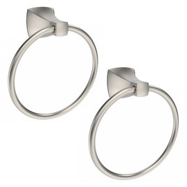 WZRUA Hand Towel Holder for Bathroom Brushed Nickel Towel Ring Stainless Steel and Zinc Alloy Towel Hanger Wall Mount for Bath, Kitchen, 2 Pack