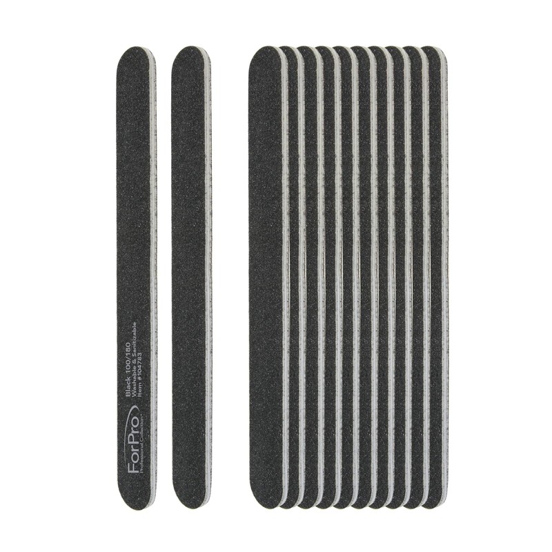 ForPro Professional Collection Nail Foam Boards, Black, 100/180 Grit, Double-Sided