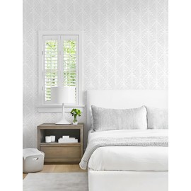 Safiyya Peel and Stick Wallpaper Boho Contact Paper 17.3"x393" Light Grey Geometric Modern Wall Paper Self Adhesive Removable Wallpaper for Bedroom Vinyl Rolls