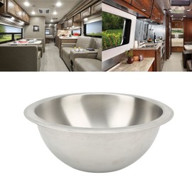 Stainless Steel Round Sink, RV Sink Camper Sink Boat Sink Single Bowl Kitchen Sink Marine sink for RV Camper Yacht Boat