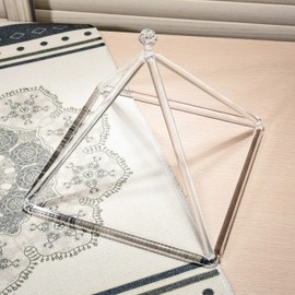 TOPFUND 12 inch Clear Crystal Singing Pyramid Sound Healing Instruments with Artificial Leather Carrying Case and Quartz Suede Mallet