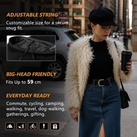 Comhats Winter Newsboy Hat for Women Satin Lined Wool Beret Caps Fashion Warm Brim Cute Visor Ladies Cabbie Pageboy Paperboy Fall Baker Black Medium