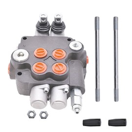 TJHSM Hydraulic Directional Control Valve - 2 Spool, 21 GPM, 3600 PSI, SAE Ports, Double Acting, Cast Iron Body, 4 Way 3 Positions, Suitable for Tractors, Loaders, Log Splitters