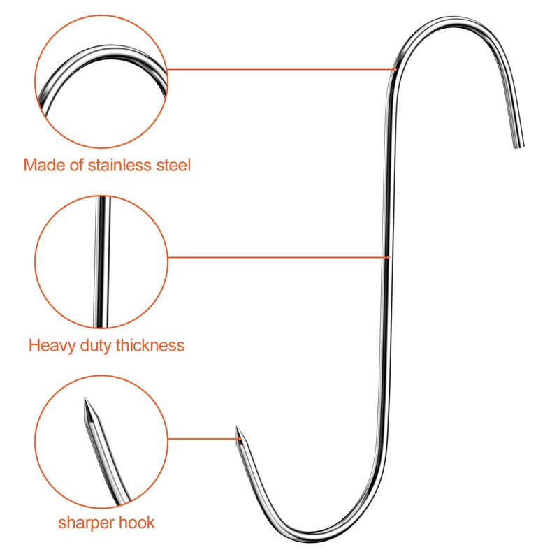 Firschoie Pack of 20 Butcher Hooks S Hooks, 15 cm