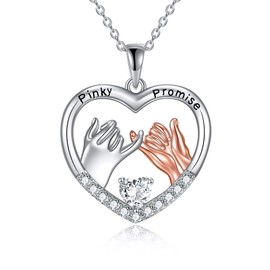 Pinkie Promise Necklace for Women Sterling Silver Couple Friendship Graduation Mother's Day Gifts