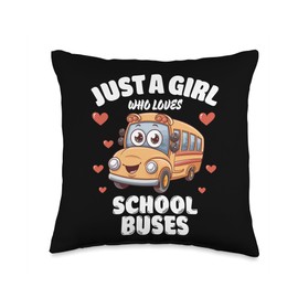 Just A Girl Who Loves School Buses, School Bus Lover Throw Pillow