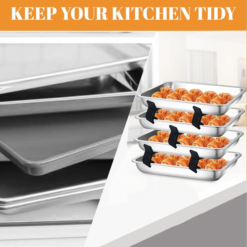 MOROBOR Baking Sheet Stackers, 16pcs Black Space-Saving Tray Stackers Cookie